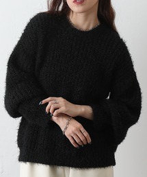 片畦フェザーヤーンニット