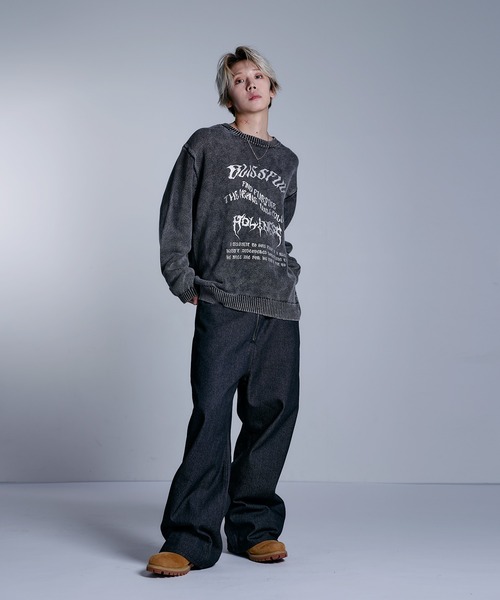 MSG（エムエスジー）の「ヘビーウェイトヴィンテージ加工 天竺編みグラフィックニット【UNISEX】（ニット/セーター・メンズ・ブラック系/グレー系/ワイン系/ブラック・S/M/L/XL）」の22枚目の写真