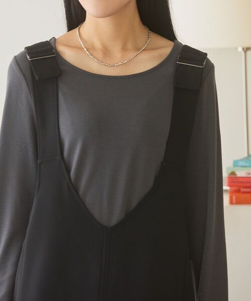 AMERICAN HOLIC（アメリカンホリック）の「イージーケアWクロスIラインワンピース（ワンピース・レディース・ブラック/チャコールグレー・M/L）」の10枚目の写真