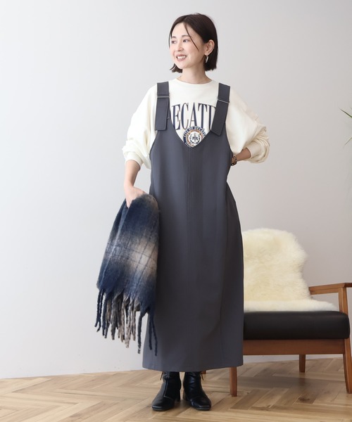 AMERICAN HOLIC（アメリカンホリック）の「イージーケアWクロスIラインワンピース（ワンピース・レディース・ブラック/チャコールグレー・M/L）」の12枚目の写真