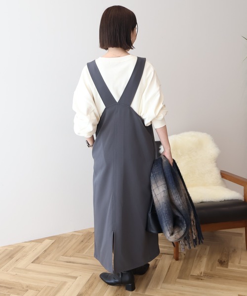 AMERICAN HOLIC（アメリカンホリック）の「イージーケアWクロスIラインワンピース（ワンピース・レディース・ブラック/チャコールグレー・M/L）」の17枚目の写真