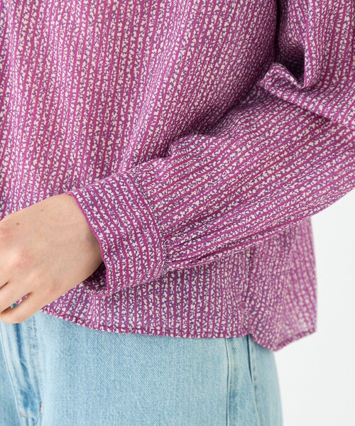 SOULEIADO（ソレイアード）の「コットンレーヨンプリント スタンドフリルブラウス（シャツ/ブラウス・レディース・パープル系その他/イエロー系その他2・36）」の8枚目の写真