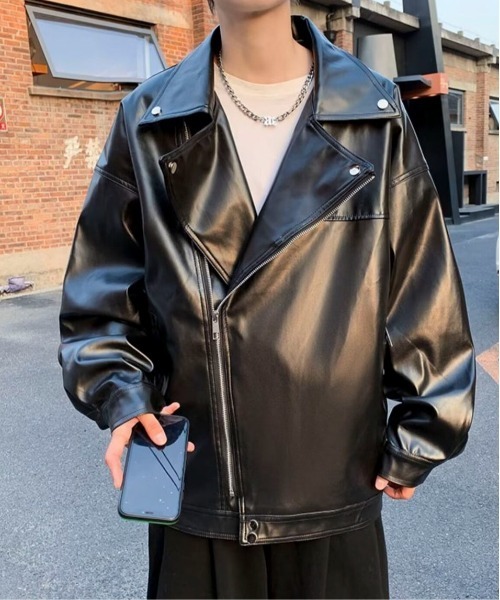 セール】【25年秋冬新作】PU オーバーサイズ ダブル ライダース