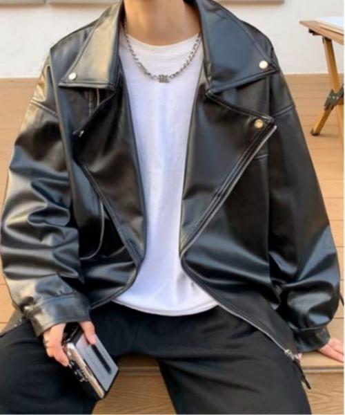 セール】【25年秋冬新作】PU オーバーサイズ ダブル ライダース