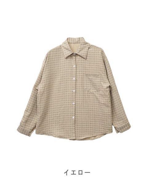 CLOTHY(クロシィ)の「【羽織るだけで様になるオーバーサイズデザイン】グラフチェックシャツ(シャツ/ブラウス・レディース・オフホワイト/イエロー・FREE)」の12枚目の写真
