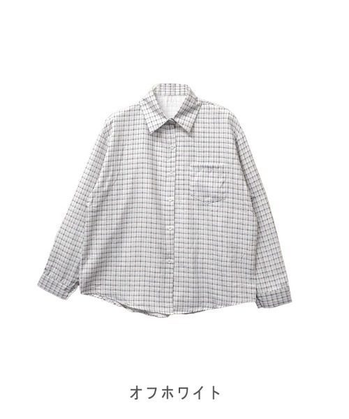 CLOTHY(クロシィ)の「【羽織るだけで様になるオーバーサイズデザイン】グラフチェックシャツ(シャツ/ブラウス・レディース・オフホワイト/イエロー・FREE)」の13枚目の写真
