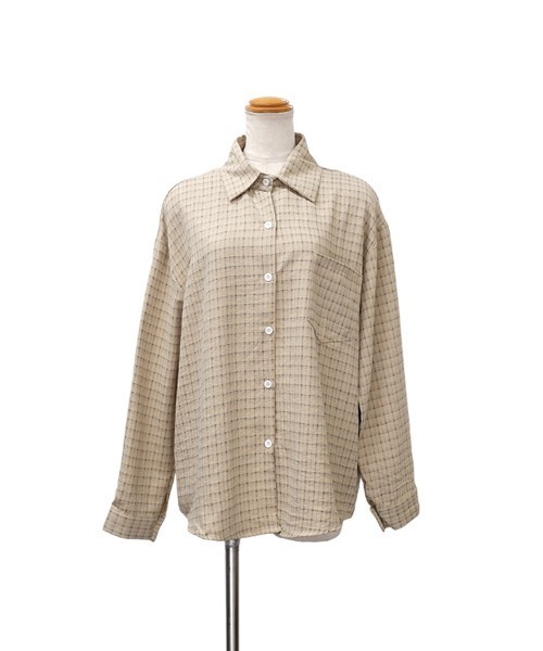 CLOTHY(クロシィ)の「【羽織るだけで様になるオーバーサイズデザイン】グラフチェックシャツ(シャツ/ブラウス・レディース・オフホワイト/イエロー・FREE)」の14枚目の写真