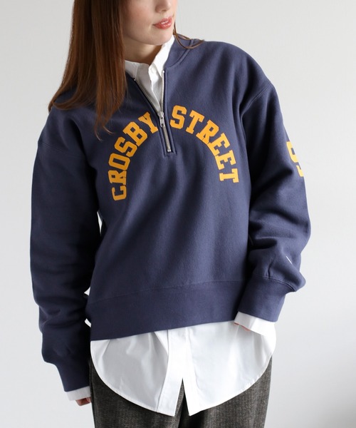 Champion(チャンピオン)の「【Champion】裏起毛リバースウィーブハーフジッププリントスウェット(スウェット・レディース・オートミール/ダークネイビー・L)」の8枚目の写真