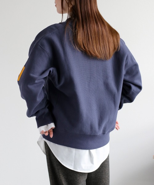 Champion(チャンピオン)の「【Champion】裏起毛リバースウィーブハーフジッププリントスウェット(スウェット・レディース・オートミール/ダークネイビー・L)」の10枚目の写真