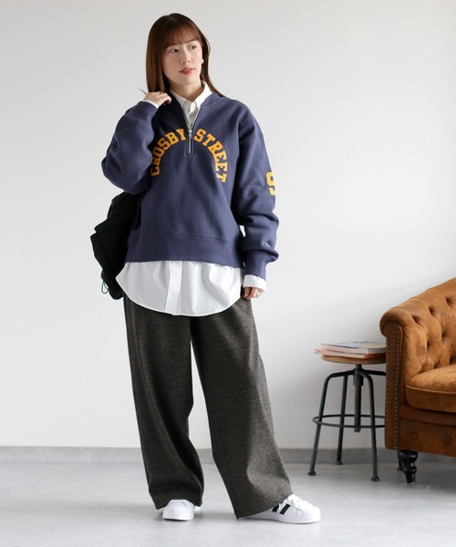 Champion(チャンピオン)の「【Champion】裏起毛リバースウィーブハーフジッププリントスウェット(スウェット・レディース・オートミール/ダークネイビー・L)」の7枚目の写真