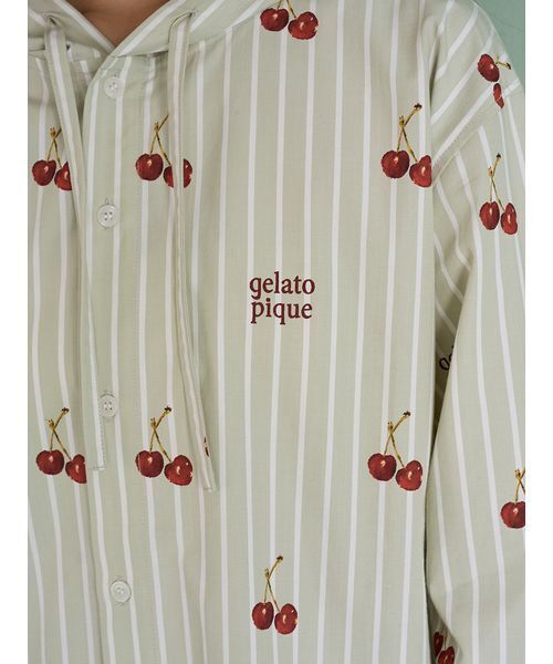 UNISEX】チェリー柄シャツパーカ（ルームウェア/パジャマ）｜gelato