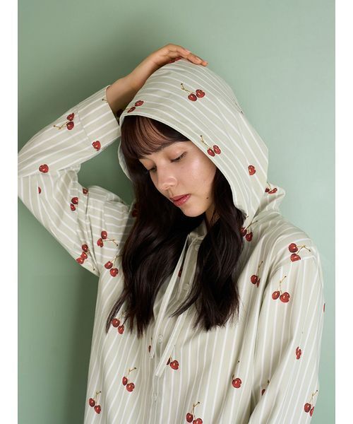 UNISEX】チェリー柄シャツパーカ（ルームウェア/パジャマ）｜gelato