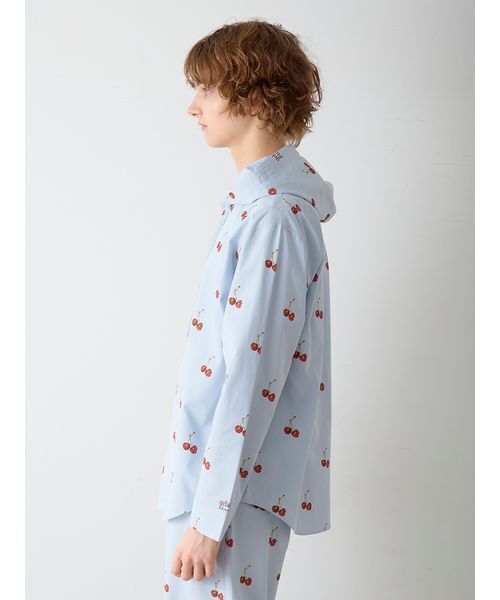 UNISEX】チェリー柄シャツパーカ（ルームウェア/パジャマ）｜gelato