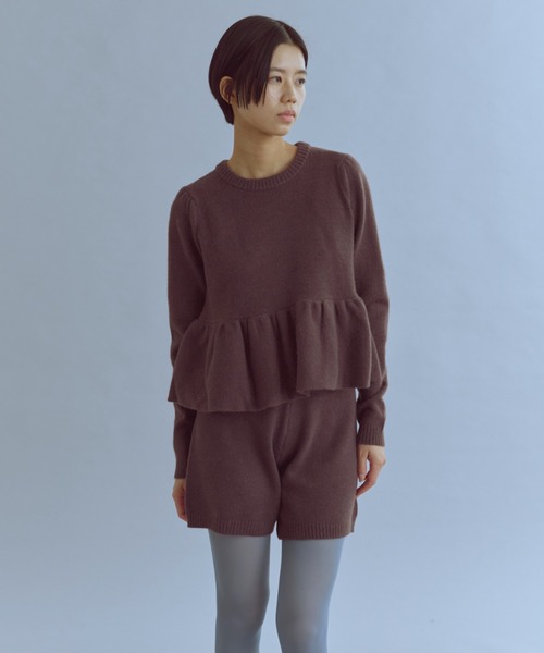EN NEUME(エンノイム)の「Alpaca-Touch Knit Shorts(その他パンツ・レディース・ブラウン/ベージュ/杢グレー・FREE)」の4枚目の写真