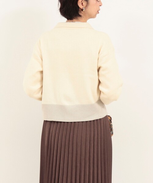 MICO COULIER(ミコクリエ)の「襟付きジップアップカーディガン(カーディガン/ボレロ・レディース・チャコールグレー/キナリ/サックスブルー・38)」の21枚目の写真