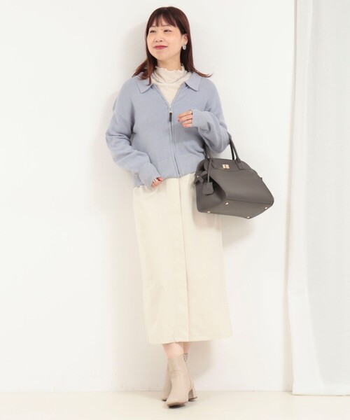 MICO COULIER(ミコクリエ)の「襟付きジップアップカーディガン(カーディガン/ボレロ・レディース・チャコールグレー/キナリ/サックスブルー・38)」の19枚目の写真