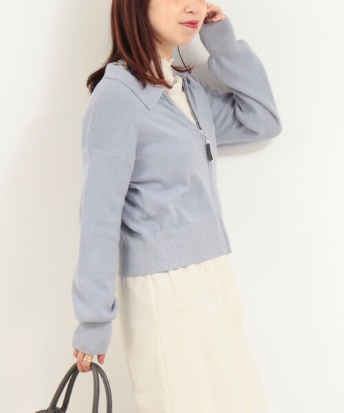 MICO COULIER(ミコクリエ)の「襟付きジップアップカーディガン(カーディガン/ボレロ・レディース・チャコールグレー/キナリ/サックスブルー・38)」の16枚目の写真