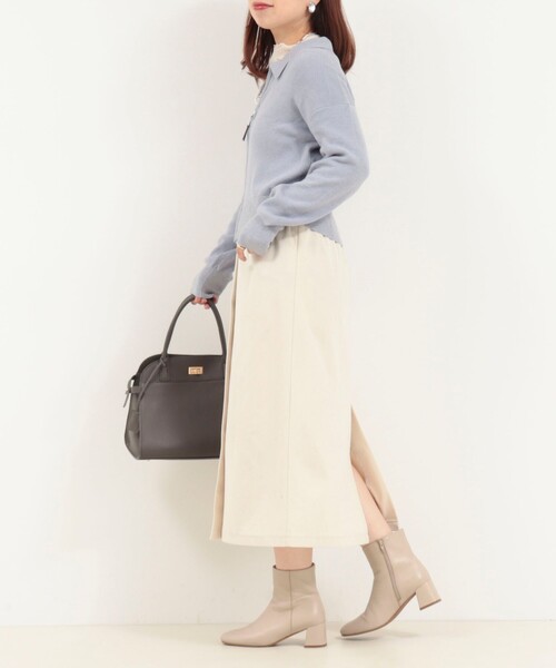 MICO COULIER(ミコクリエ)の「襟付きジップアップカーディガン(カーディガン/ボレロ・レディース・チャコールグレー/キナリ/サックスブルー・38)」の15枚目の写真