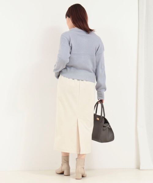 MICO COULIER(ミコクリエ)の「襟付きジップアップカーディガン(カーディガン/ボレロ・レディース・チャコールグレー/キナリ/サックスブルー・38)」の14枚目の写真