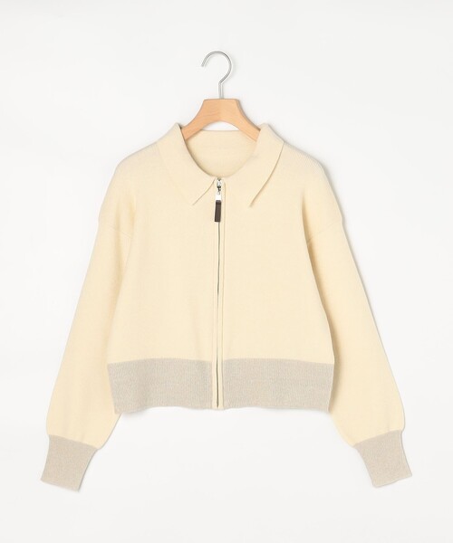 MICO COULIER(ミコクリエ)の「襟付きジップアップカーディガン(カーディガン/ボレロ・レディース・チャコールグレー/キナリ/サックスブルー・38)」の12枚目の写真