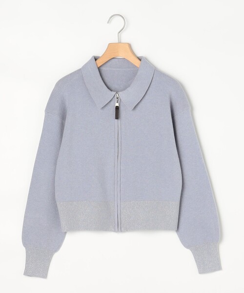 MICO COULIER(ミコクリエ)の「襟付きジップアップカーディガン(カーディガン/ボレロ・レディース・チャコールグレー/キナリ/サックスブルー・38)」の7枚目の写真