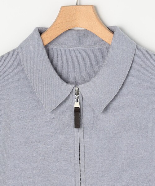 MICO COULIER(ミコクリエ)の「襟付きジップアップカーディガン(カーディガン/ボレロ・レディース・チャコールグレー/キナリ/サックスブルー・38)」の6枚目の写真