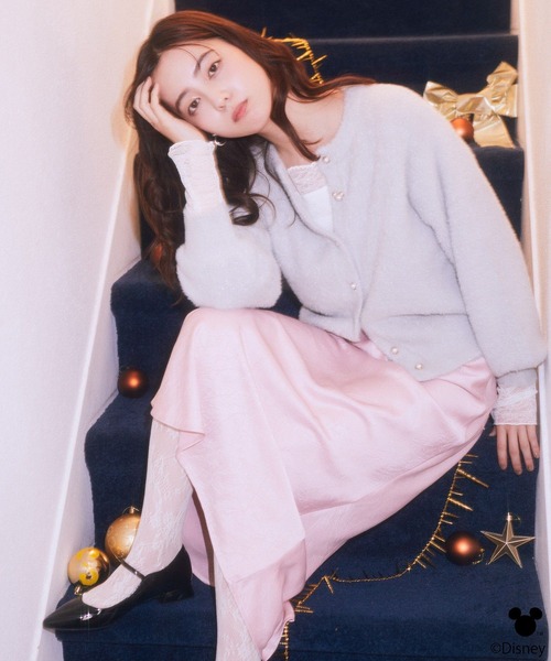 Disney（ディズニー）の「Disney/ポイントミッキーラメシャギーカーデ（カーディガン/ボレロ・レディース・アイボリー/ライトグレー・FREE）」の7枚目の写真