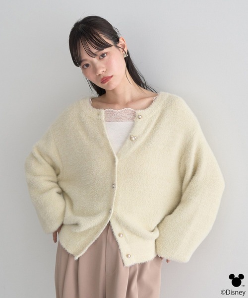 Disney（ディズニー）の「Disney/ポイントミッキーラメシャギーカーデ（カーディガン/ボレロ・レディース・アイボリー/ライトグレー・FREE）」の9枚目の写真