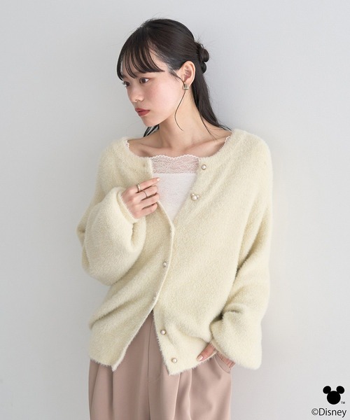 Disney（ディズニー）の「Disney/ポイントミッキーラメシャギーカーデ（カーディガン/ボレロ・レディース・アイボリー/ライトグレー・FREE）」の10枚目の写真