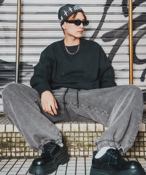 SIDEWAY STANCE(サイドウェイスタンス)の「【SIDEWAY STANCE】ケミカル スウェット タックパンツ(スウェットパンツ・メンズ・ブラック/ブラウン・X-LARGE/LARGE/MEDIUM/SMALL)」の7枚目の写真