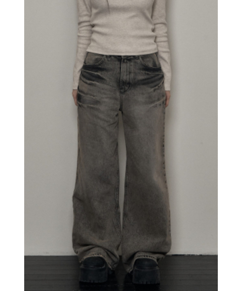 KHAKIPOINT(カーキポイント)の「Washing Wide Denim (gray)(デニムパンツ・レディース・その他・SMALL/MEDIUM/LARGE)」の1枚目の写真