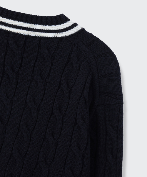 MUSINSA STANDARD（ムシンサスタンダード）の「ケーブルVネッククリケットニット[ネイビー]（ニット/セーター・メンズ・その他・SMALL/MEDIUM/LARGE/X-LARGE/XX-LARGE）」の5枚目の写真
