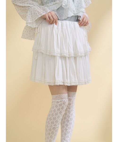 merry jenny(メリージェニー)の「カットティアードミニスカート(スカート・レディース・グレー/オフホワイト/ピンク・FREE)」の1枚目の写真