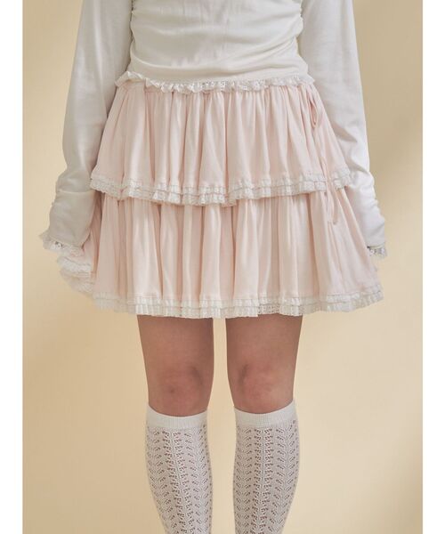 merry jenny(メリージェニー)の「カットティアードミニスカート(スカート・レディース・グレー/オフホワイト/ピンク・FREE)」の3枚目の写真