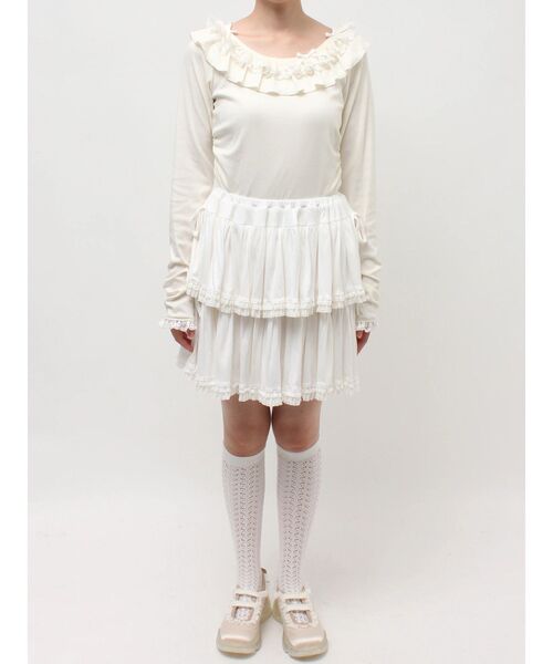 merry jenny(メリージェニー)の「カットティアードミニスカート(スカート・レディース・グレー/オフホワイト/ピンク・FREE)」の11枚目の写真