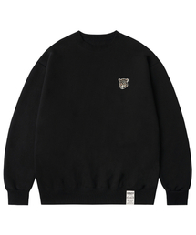 GRAVER（グレーバー）の「[UNISEX] SMALL LEOPARD EMBROIDERED SMILE WHITE CLIP SWEATSHIRT_BLACK（スウェット・メンズ）」