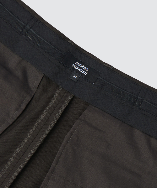 MUSINSA STANDARD（ムシンサスタンダード）の「サマーウールリラックステーパードヒドゥンバンディングクロップスラックス[ブラウン]（スラックス・メンズ・その他・40/38/42/36/34/32/30/31/33/26/27/28/29）」の4枚目の写真