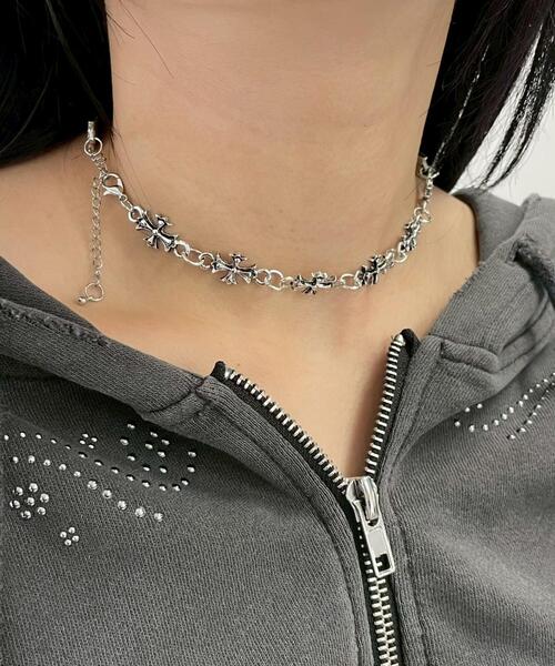 WEGO(ウィゴー)の「WEGO/クロスチェーンPUチョーカー(チョーカー・レディース・その他1・FREE)」の1枚目の写真