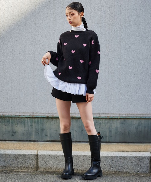 Narcissus（ナルシス）の「バルーンタートルトップス/レイヤードトップス（Tシャツ/カットソー・レディース・ホワイト/ブラック・FREE）」の4枚目の写真