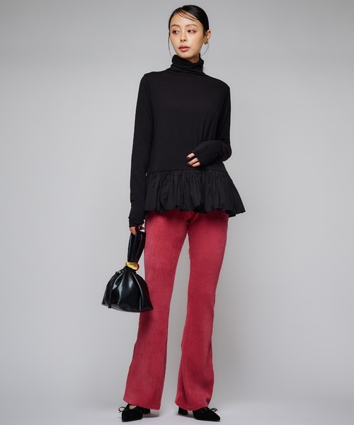 Narcissus（ナルシス）の「バルーンタートルトップス/レイヤードトップス（Tシャツ/カットソー・レディース・ホワイト/ブラック・FREE）」の6枚目の写真