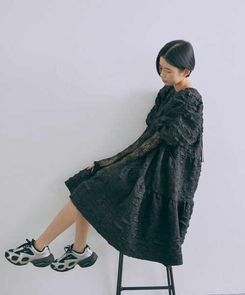 EN NEUME（エンノイム）の「Jacquard Puffy Dress（ワンピース・レディース・アイボリー/ブラック・0/1）」の5枚目の写真