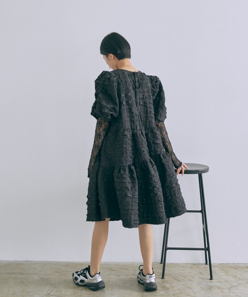 EN NEUME（エンノイム）の「Jacquard Puffy Dress（ワンピース・レディース・アイボリー/ブラック・0/1）」の6枚目の写真