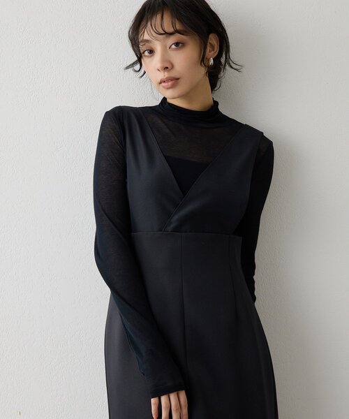 Whim Gazette（ウィムガゼット）の「ダブルサテンワンピース（ワンピース・レディース・オフホワイト/ブラック・FREE）」の4枚目の写真