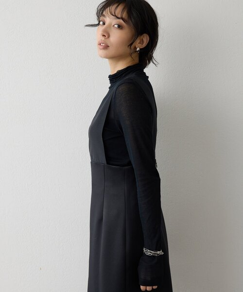 Whim Gazette（ウィムガゼット）の「ダブルサテンワンピース（ワンピース・レディース・オフホワイト/ブラック・FREE）」の5枚目の写真