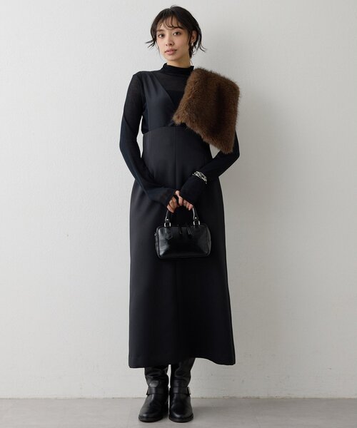 Whim Gazette（ウィムガゼット）の「ダブルサテンワンピース（ワンピース・レディース・オフホワイト/ブラック・FREE）」の7枚目の写真