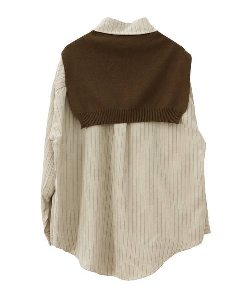 ISOOK（アイスー）の「ショールセットストライプシャツ(kiharu select) / レギュラーカラー 長袖 カーディガン オフィスカジュアル 2点セット アイボリー ベージュ（シャツ/ブラウス・レディース・アイボリー/ベージュ・FREE）」の12枚目の写真