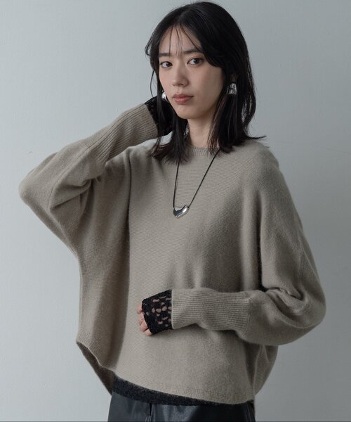 GALLEST（ギャレスト）の「【洗える】ヘアリーフォルムニット（ニット/セーター・レディース・ベージュ/ライトグレー系8/オフホワイト/グリーン系/ブラック/ピンク・34/38）」の4枚目の写真