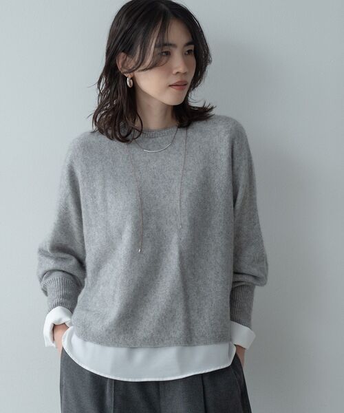 GALLEST(ギャレスト)の「【洗える】ヘアリーフォルムニット(ニット/セーター・レディース・ベージュ/ライトグレー系8/オフホワイト/グリーン系/ブラック/ピンク・34/38)」の21枚目の写真