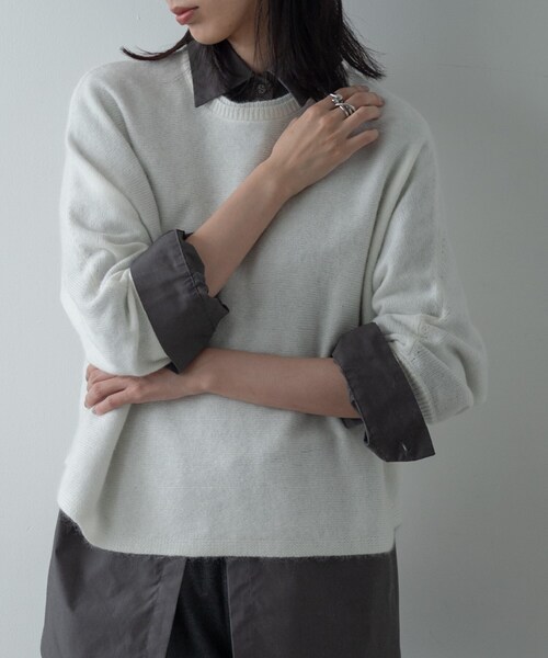 GALLEST（ギャレスト）の「【洗える】ヘアリーフォルムニット（ニット/セーター・レディース・ベージュ/ライトグレー系8/オフホワイト/グリーン系/ブラック/ピンク・34/38）」の16枚目の写真