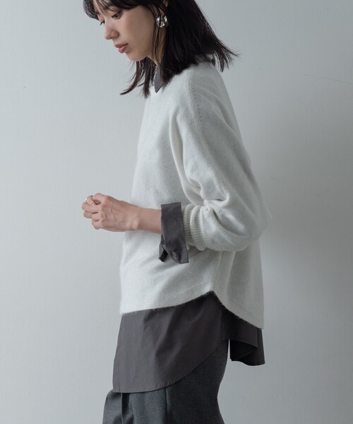 GALLEST（ギャレスト）の「【洗える】ヘアリーフォルムニット（ニット/セーター・レディース・ベージュ/ライトグレー系8/オフホワイト/グリーン系/ブラック/ピンク・34/38）」の17枚目の写真